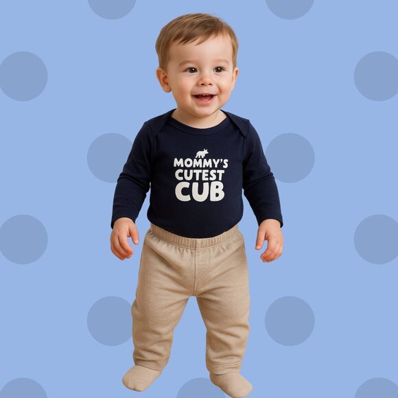 Bundles Baby Place Navy Long Sleeve Bodysuit “Mommy’s Cutest Cub” (Size 18-24M) - Picture 1 of 7